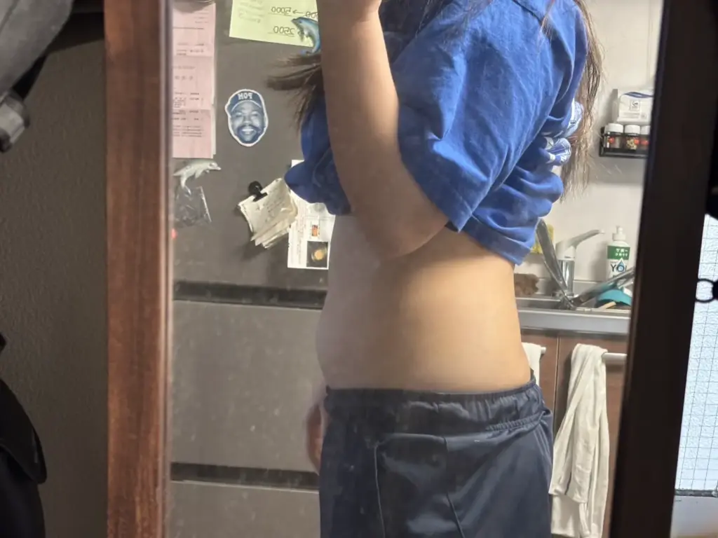 実際にかたぎり塾に3ヶ月通った際のお腹のビフォーアフター画像(4回目)