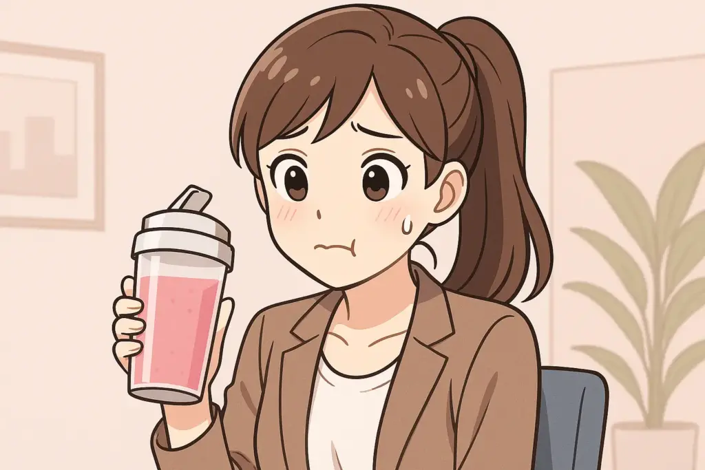 人工甘味料の甘さが気になってプロテインが飲めない女性