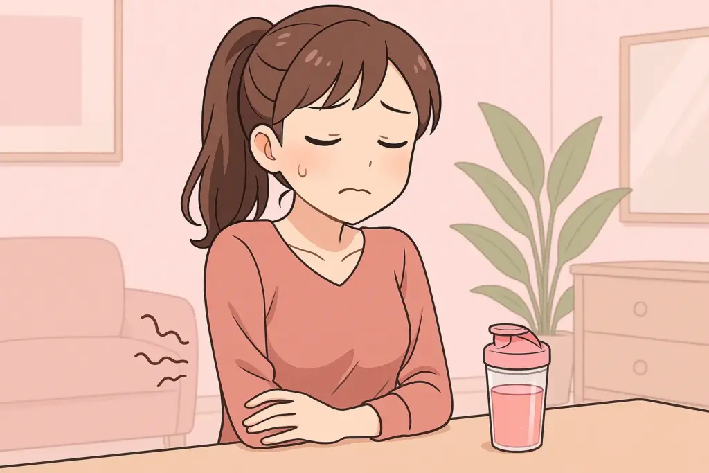 プロテインを飲んで、お腹が緩くなる女性