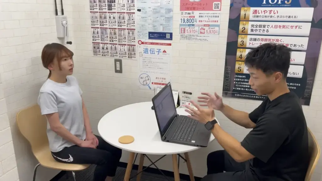24/7Workout錦糸町四ツ目通店での無料カウンセリングの様子（LYFTOFF編集部RANAが体験）